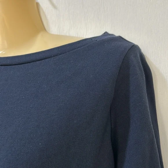 LAUREN RALH LAUREN WOMENS TIE  SLEEVE TOP PULLOVER NAVY Sz SMALL - Picture 4 of 10